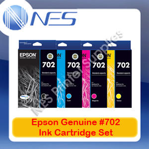 Epson Genuine #702 BK/C/M/Y (Set of 4) Ink Cartridge for WorkForce WF-3720/WF-3725